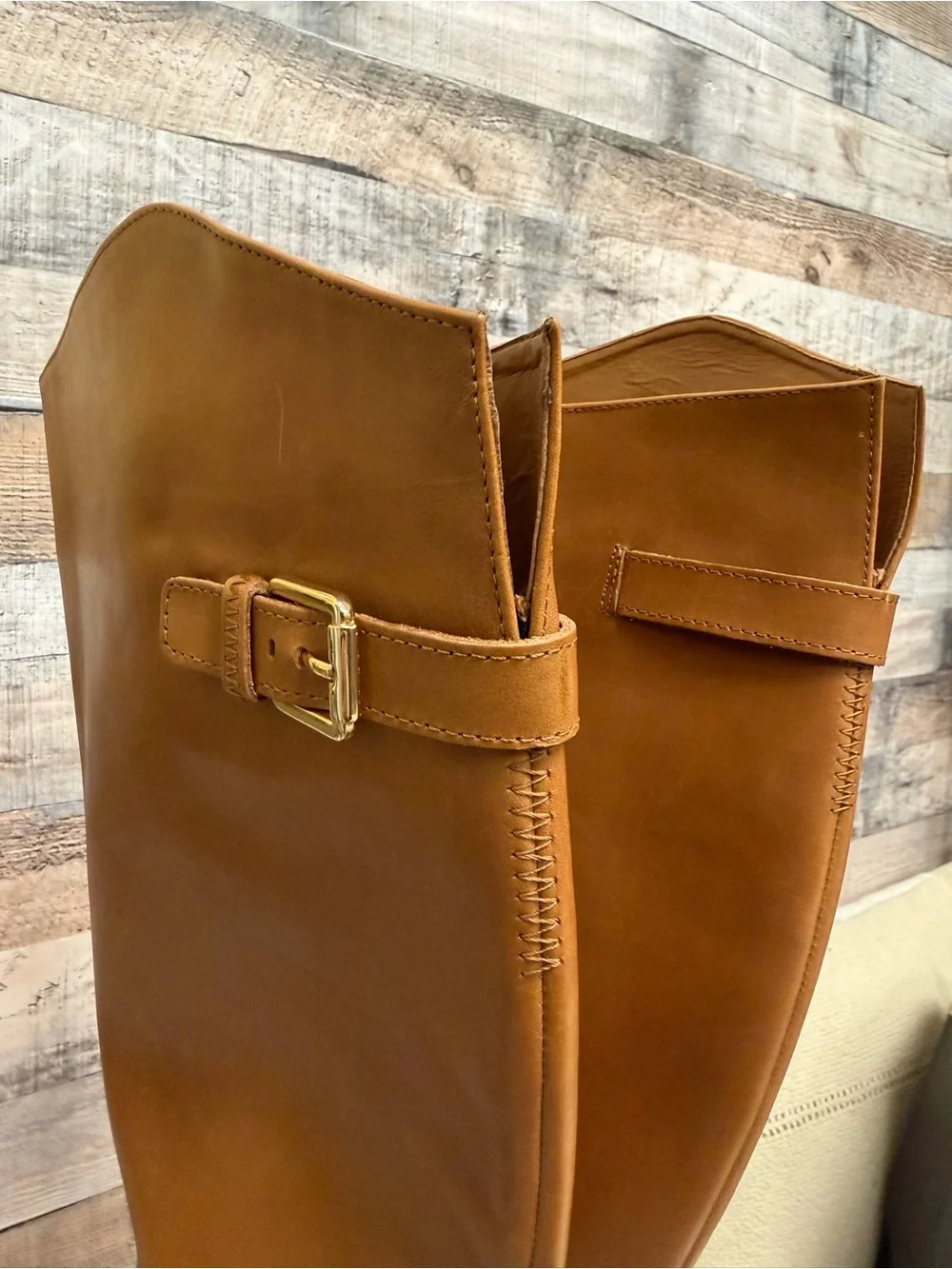 Franco Sarto Tall Platform Ankle Boots in Cognac Brown